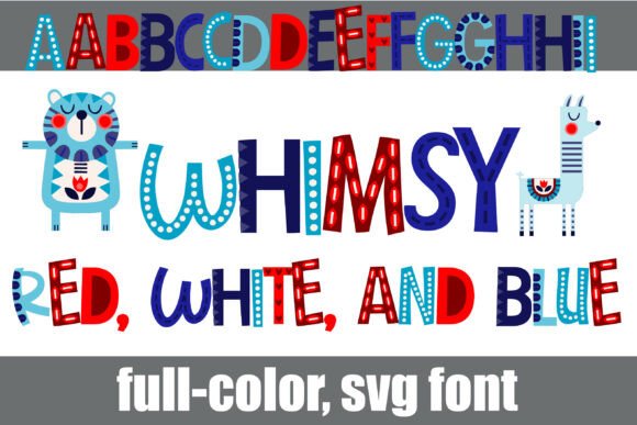 Whimsy Red, White, and Blue: Folk Art Font for Storybook Design